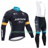 Radbekleidung Radtrikot Langarm + Lang Trägerhose 2020 Astana Pro Team N002